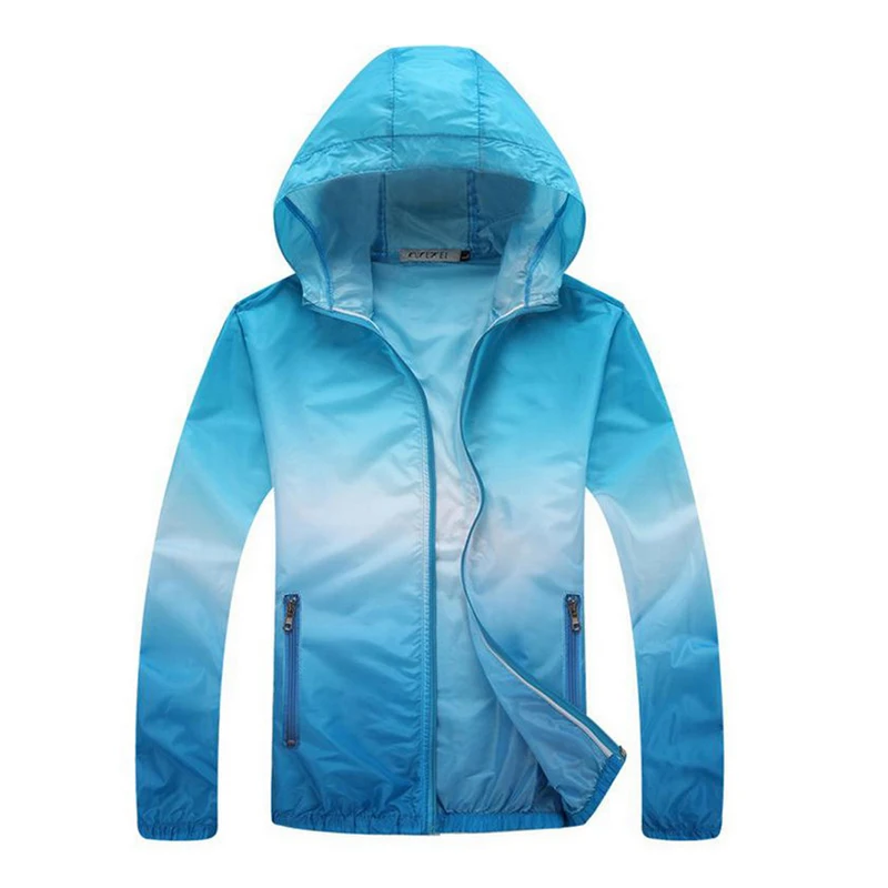 2019 Hot Outdoor Running Jackets Gradient Print For Women Men Thin Skin Sports Coat Hooded Cardigan Quick Dry Sun Protection