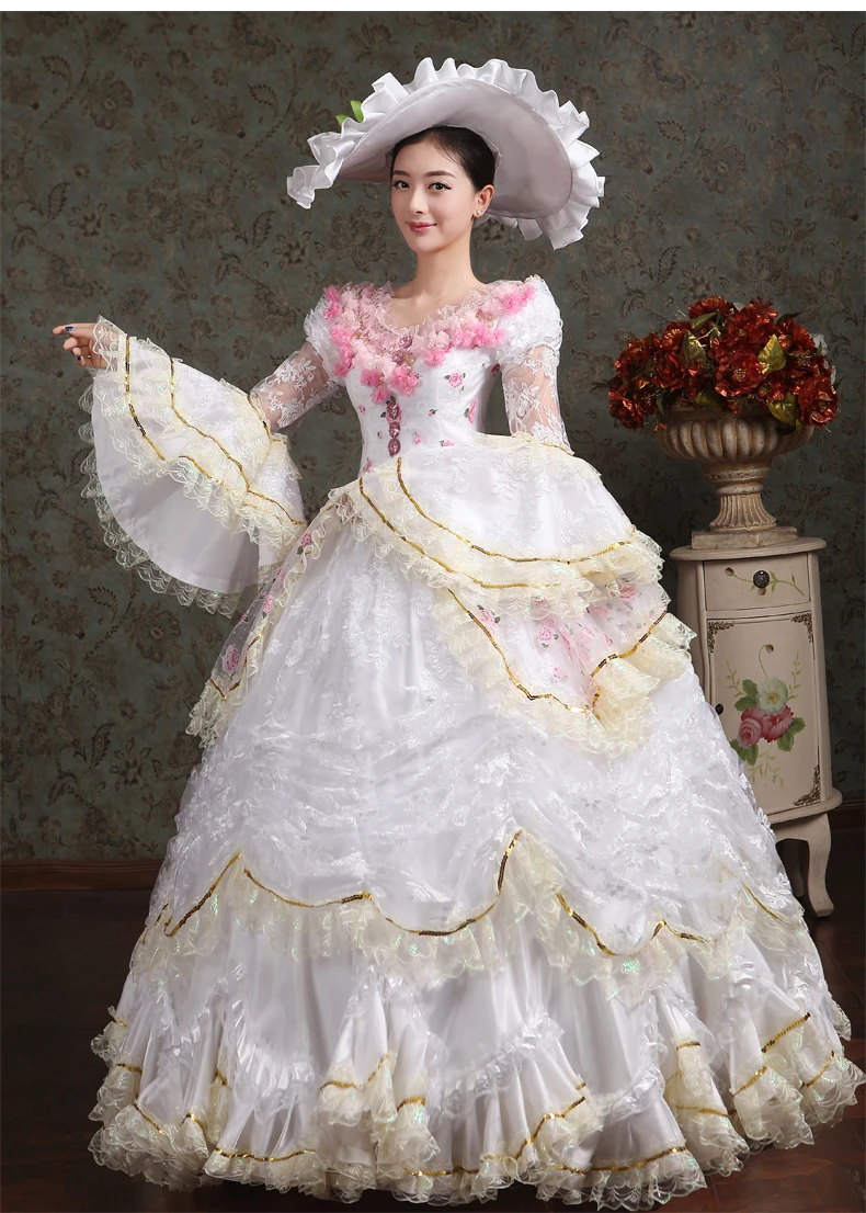 Medieval Renaissance Queen Princess Victorian Costume Edwardian Victorian Dress Halloween Cosplay Costume For Women (2)
