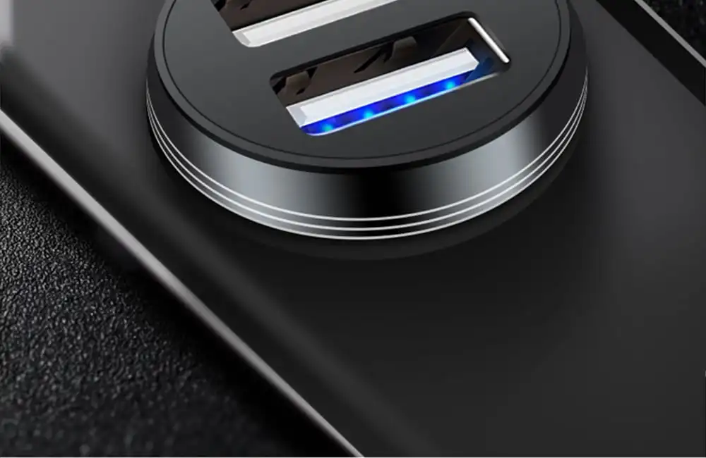Lenovo HC11 Mini Portable Dual USB Ports Car Charger- Black