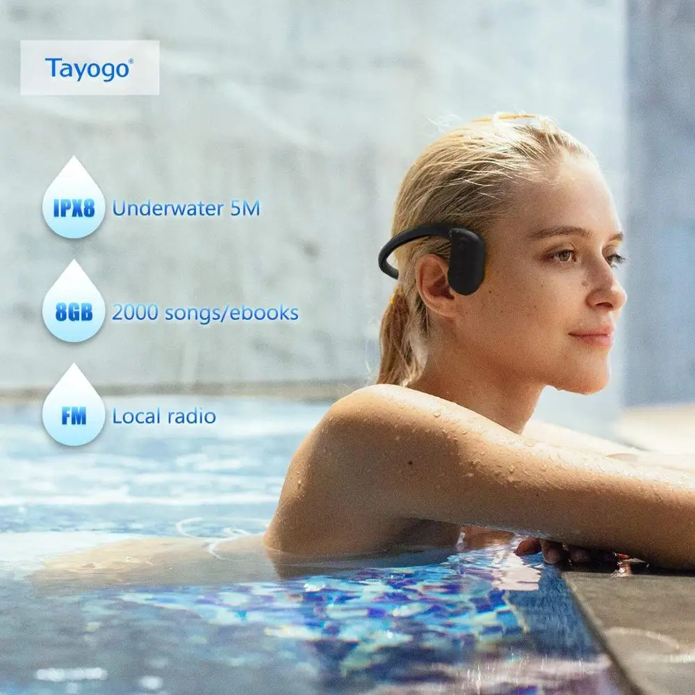 Tayogo Bluetooth костная проводимость водонепроницаемый MP3 HIFI наушники mp3 плеер с радио FM bluetooth шагомер для плавания спорта