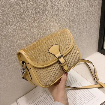 

New Designer Women Flap Crossbody Bag High Quality Ladies Shoulder Messenger Bags Brand Female Sequin Small Square Bag