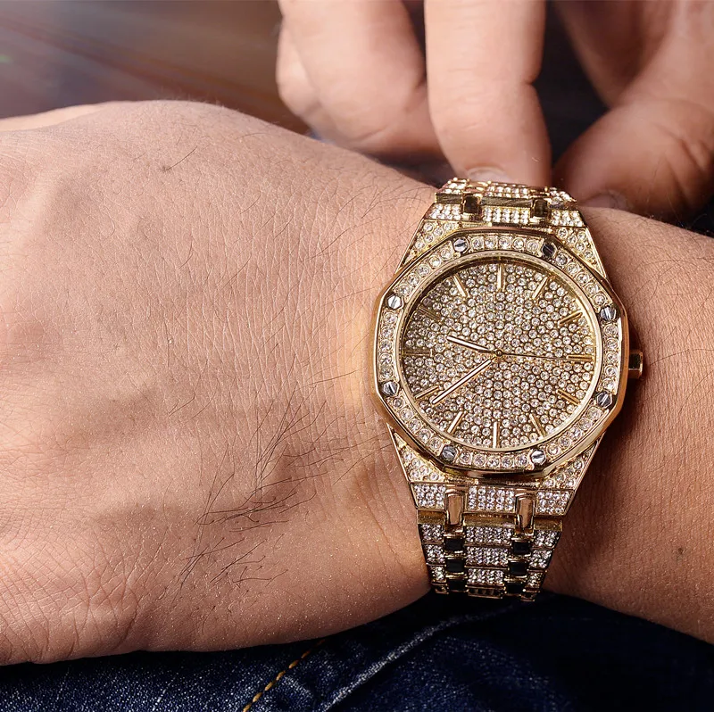 mens gold and diamond watch