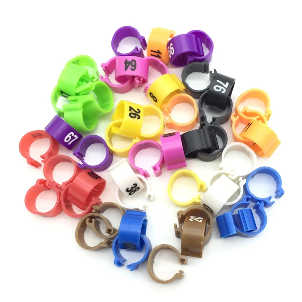 

10 Colors Bird foot ring Colorful Identification Bird Ring Inner diameter 10mm NO.1-100 Digital mark ring Bird supplies 100 Pcs