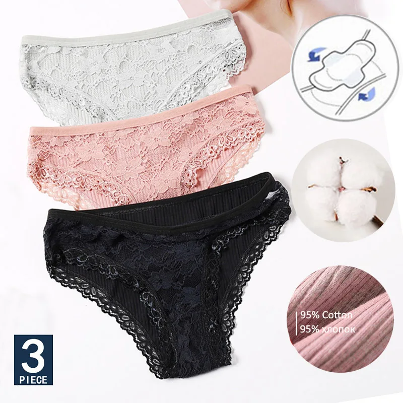 

3PCS/Set Women Panties Sexy Lace Underwear Set Comfort Female Briefs Fashion Ladies Floral Panty Low Rise Underpants Lingerie