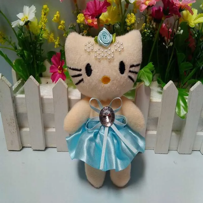 12cm plush kitty with dress diamond for gift (8)