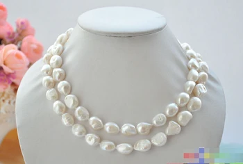 

P5249 33" 9-10mm white baroque freshwater pearl necklace^^^@^Noble style Natural Fine jewe FREE SHIPPING