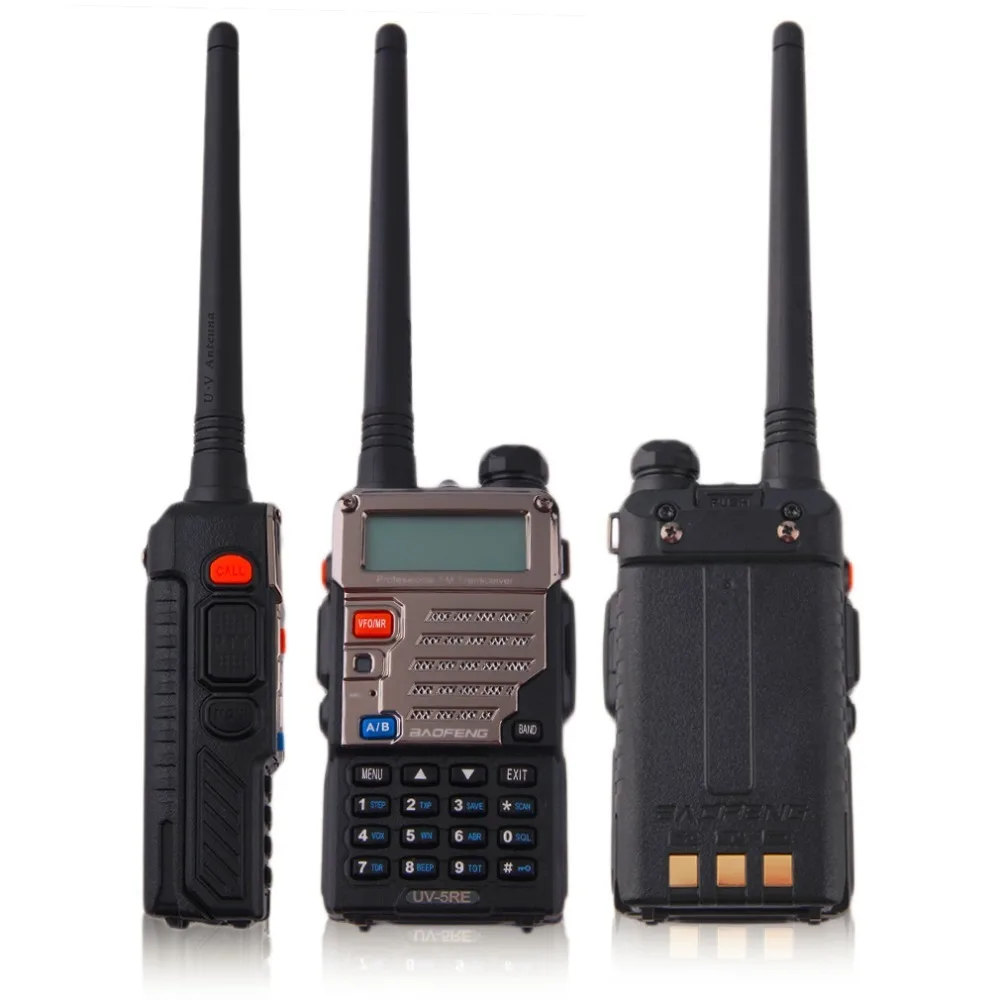 Baofeng UV-5RE полный черный любительские рации двухстороннее радио УКВ УВЧ Двухзонный модуль подключения к хосту радио для охоты в Москве