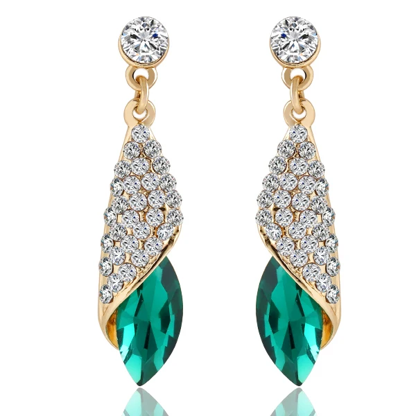 2015 Luxury Brand Jewelry Fashion Statement  Crystal Earrings 4 Colors Rhinestone Water Drop Elegant Charm Earring Brincos PD23