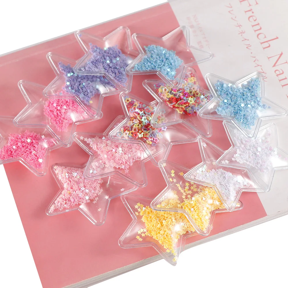 

6Pcs/set Mix Color Stars Transparent Bling Flowing Patches Appliques For Children Clip DIY Hair Clip Decor Accessories 70*55mm