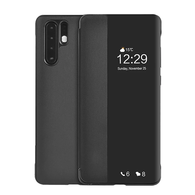 Кожаный чехол-книжка для телефона Huawei P30 Pro P30pro P20 Lite P10 Plus P 30 20 10 P10plus P20lite P20pro Smart View Case - Цвет: Black