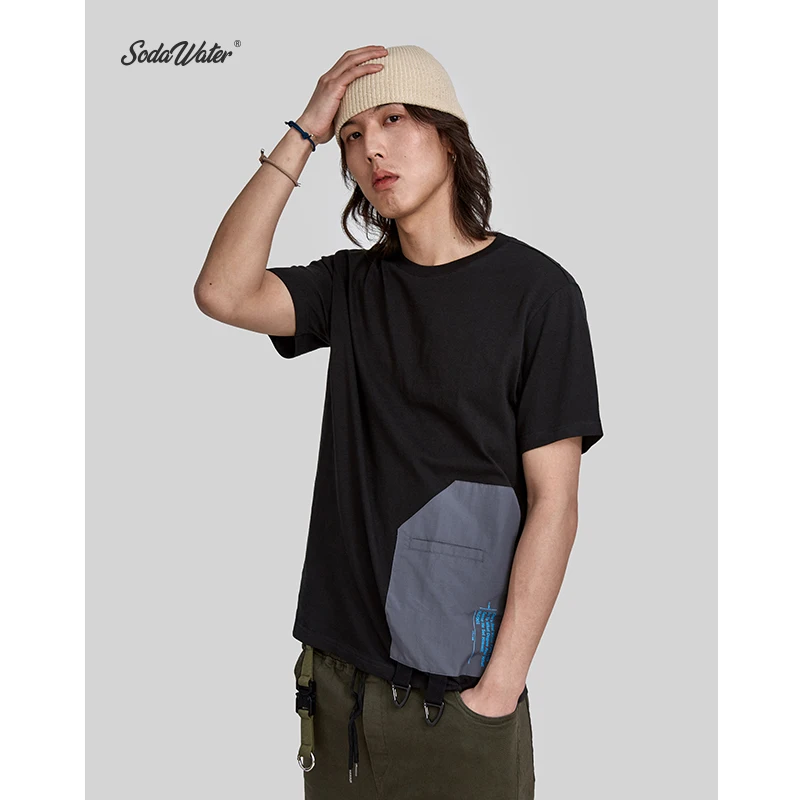 SODA WATER MEN Hip Hop Mens Clothing 2019 Patchwork Oversized Cotton T Shirt High Street Couple Short Sleeve Summer Tops 9180S SODA WATER MEN Hip Hop Mens Clothing 2019 Patchwork Oversized Cotton T Shirt High Street Couple Short Sleeve Summer Tops 9180S