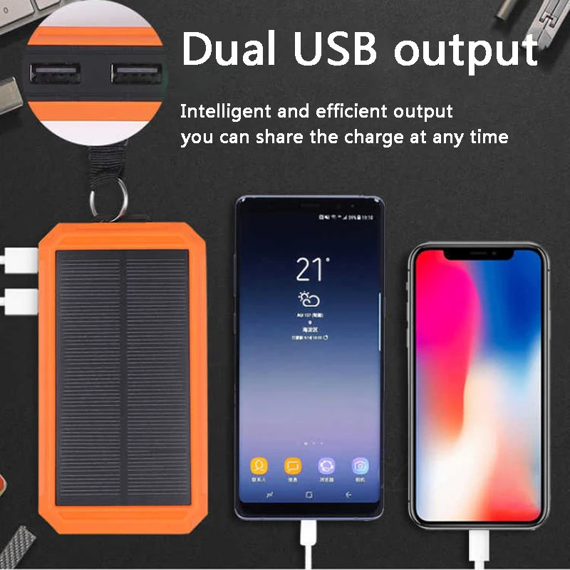 Горячая 20000mAh Солнечная батарея портативная Внешняя Аккумулятор на солнечной