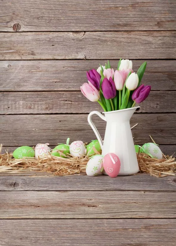 

Wood Photographic Backdrops Different Size Happy Easter Background For Photo Studios Vinyl Flowers Decor