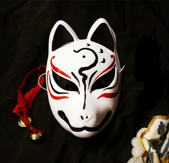 

Hand-Painted Full Face Japanese Fox PVC Kitsune Black Cat Teacher Cosplay Decorative Mask Collection Party Halloween