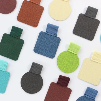 

Domikee classic fabric pattern leather elasticity office school sticky pen holder for notebooks stationery,8 colors 2pcs