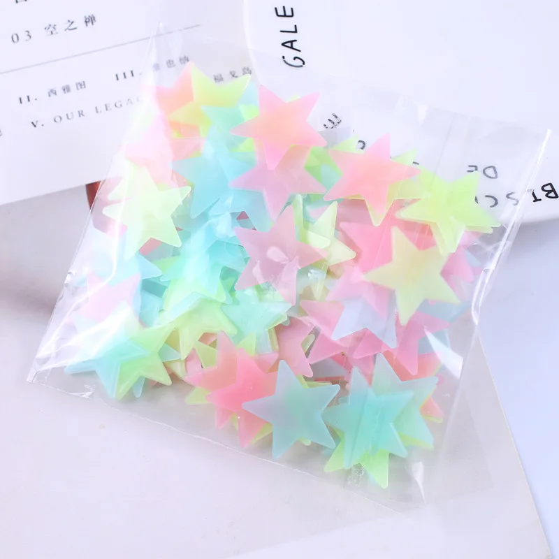 

100 Pcs 3D Stars Glow In The Dark Luminous on Baby Room Accessorieson Baby Decorations DIY for Baby Room Accessories Furniture