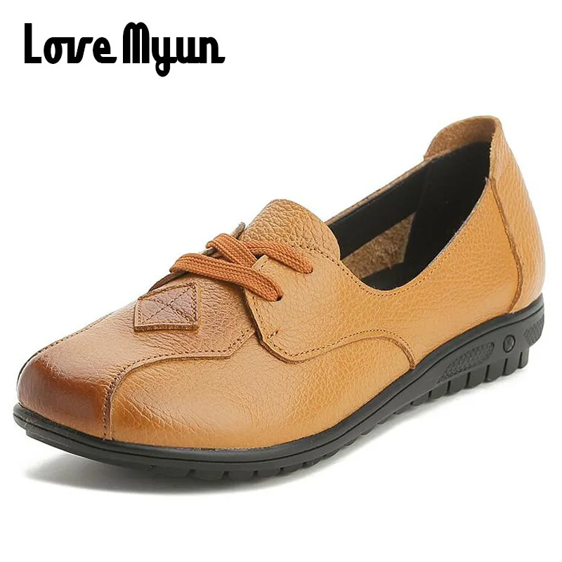 

Size35-43 Leather shoes Spring Women flats Handmade Mother shoes Lace-Up Nurse Work shoes Fashion Soft Bottom Casual Shoes SB-79