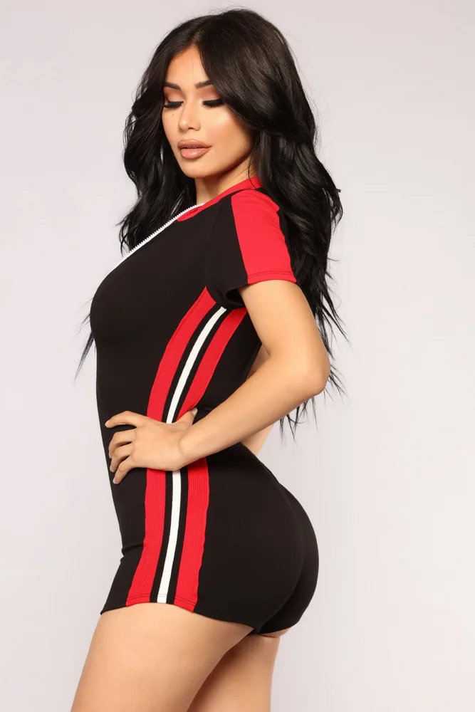 OKAYOASIS передняя молния Черный Bodycon комбинезон мото байкер шорты Уличная пикантные Клубные Playsuit Дамы Комбинезон Комбинезоны