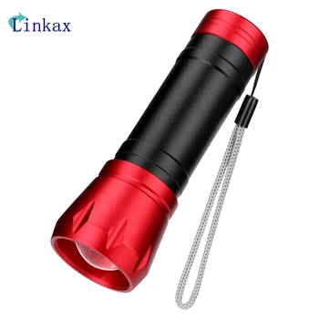 

Mini Aluminum Waterproof Zoomable Led Flashlight Tactical light Telescopic Focusing LED Lantern with Tail Rope Torch Lighting