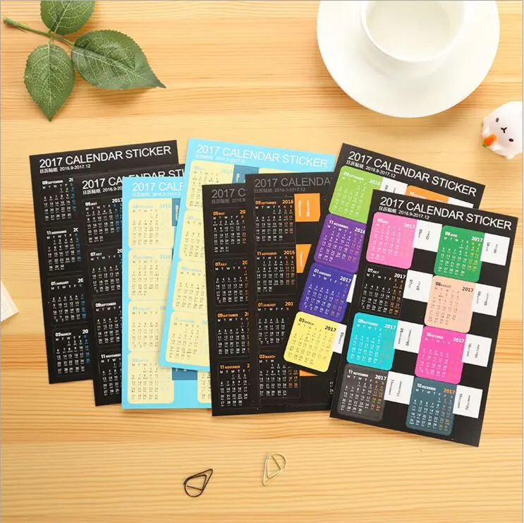 

Creative Year 2017 Rainbow Mini Calendar Stickers Decorative Diary Stickers Index Lable Sticker DIY Planner Bookmark Sticker