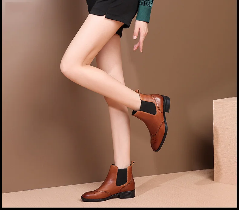 Flash Deal MYCOLEN New Chelsea Boots Women Shoes Comfortable Round Toe Thick Heels Shoes Band Fashion Solid Slip-on Ankle Boots Waterproof 1