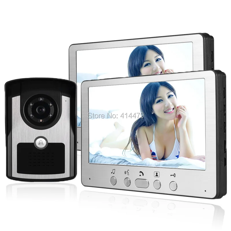 

Home Video intercom Door Phone Doorbell System 2 indoor 7 inch Monitors + 1 outdoor Call Camera