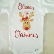 Пользовательское имя мой первый Рождество 1 день рождения, детский душ боди цельный комбинезон новогодние вечерние сувениры фото реквизит