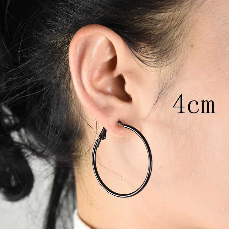 Большие круглые Клипсы Серьги Женская Сережка на ухо без пирсинга без отверстия модные черные ювелирные изделия женские новые Молодежные Девушки - Окраска металла: ear clip 40MM