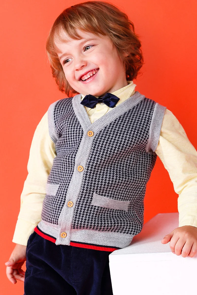 I.K Infant boys grey jacquard button cardigan sweater vest little baby