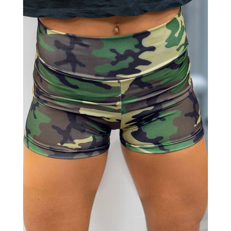 Green Шорты с высокой талией женские летние шорты цветочные камуфляжные женские горячие брюки пляжные повседневные сексуальные трусы женские Feminino - Цвет: Green