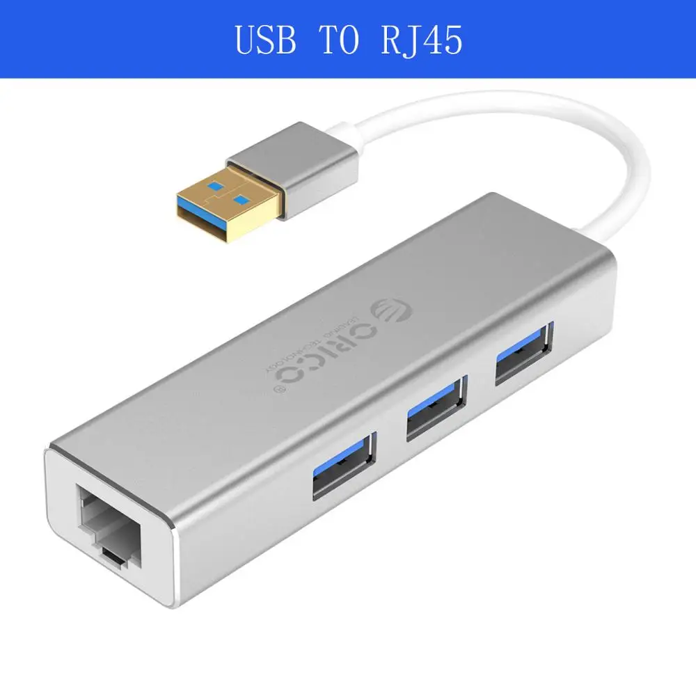 ORICO USB Ethernet type C USB3.0 к RJ45 концентратор для Macbook pro Алюминиевый сплав Ethernet адаптер Сетевая карта USB 1000 Мбит/с Lan - Цвет: USB