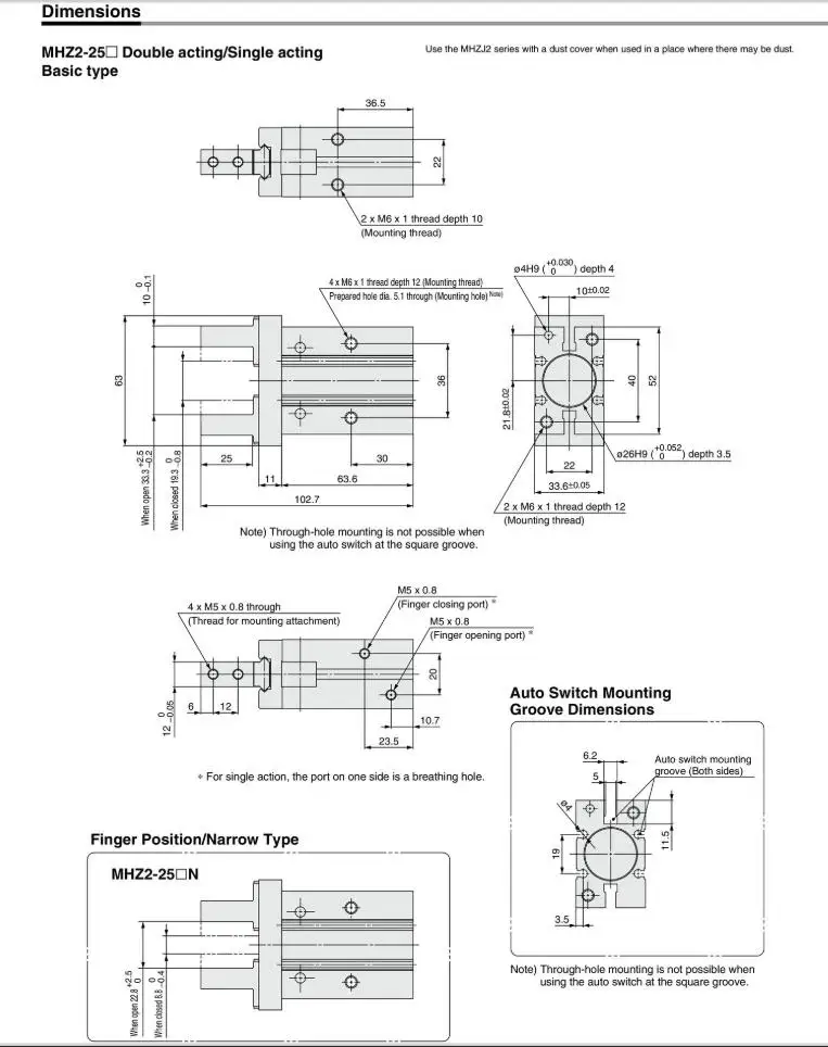 Mhz2-6s1 mhz2-6s2 mhz2-6s3 MHZ2-6S smc Стандартный Тип цилиндра Параллельно Стиль Воздушный Захват пневматический компонент МГц серии