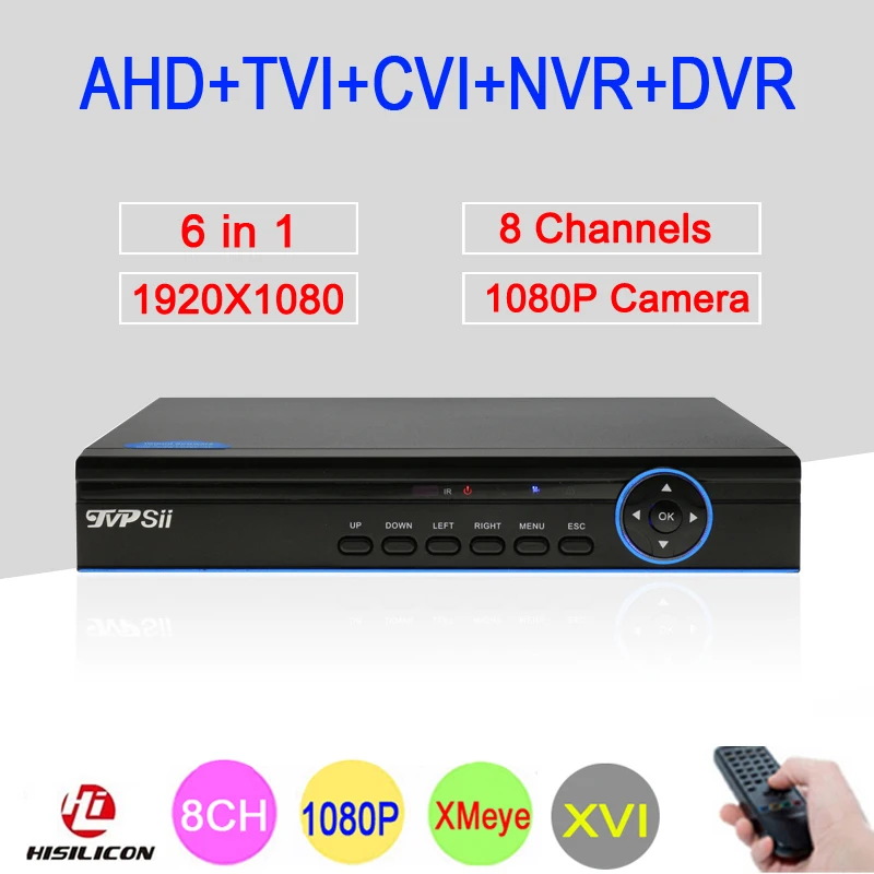 

Blue Panel XMeye Hi3521A 8 Channel 8CH 1080P 2MP Full HD Hybrid Coaxial WIFI 6 in 1 XVI CVI TVI NVR AHD CCTV DVR Free Shipping