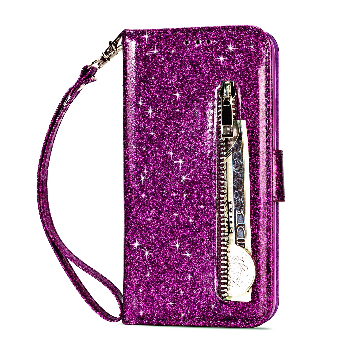 Роскошный чехол сверкающий с блестками для LG K10 кожаный бумажник чехол для телефона Флип Бумажник кожаный чехол для LG K8 K8 K10 - Цвет: Purple