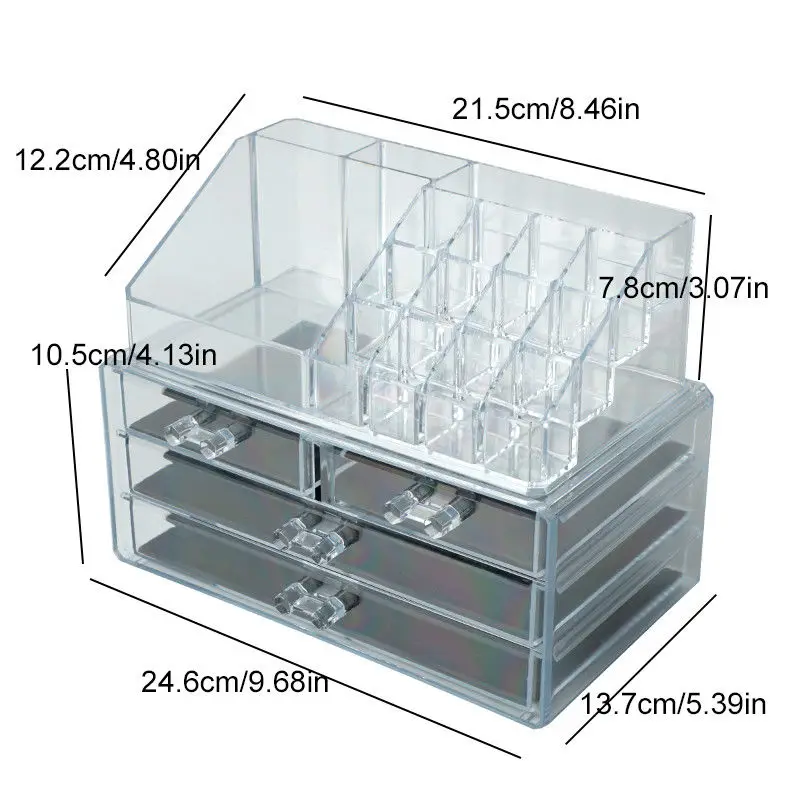 Акриловый прозрачный органайзер для макияжа, коробка для хранения губной помады, держатель для макияжа, держатель для инструментов, 6 ящиков, коробка для хранения ювелирных изделий