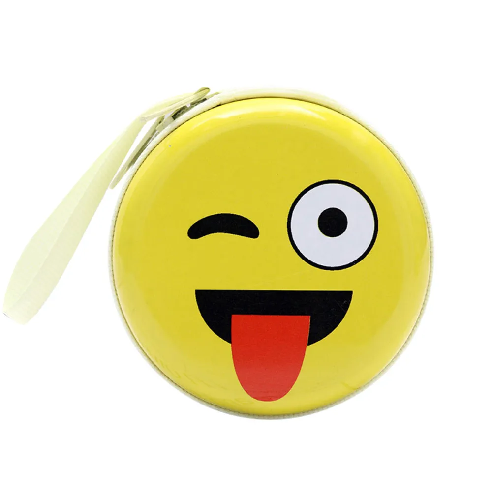 

Mini Coin Cute Expression Elements Round Headset Purse Wallet Pouch Bag Wallet Fashion Woman Small Zipper Wallet coin purse