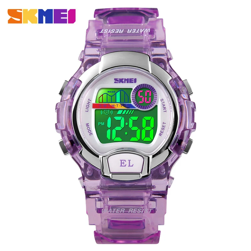 SKMEI Jelly браслет 1450 женские часы цифровые спортивные со светодиодной подсветкой