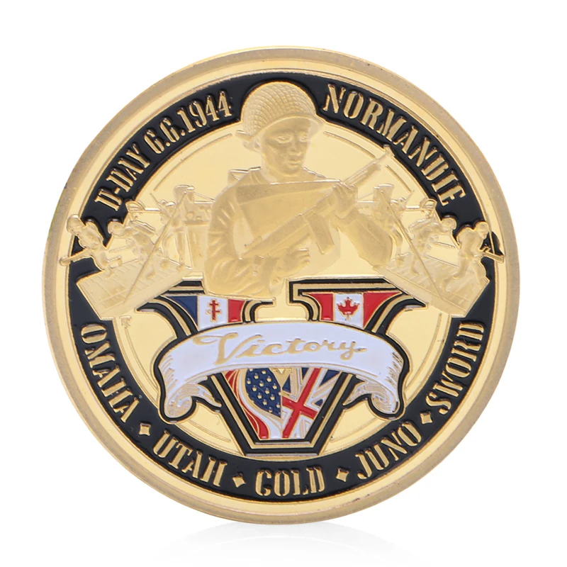 

Normandy Landed Commemorative Coin Gold Normandie Victory Sword 1944 Commemorative Challenge Coin Souvenir