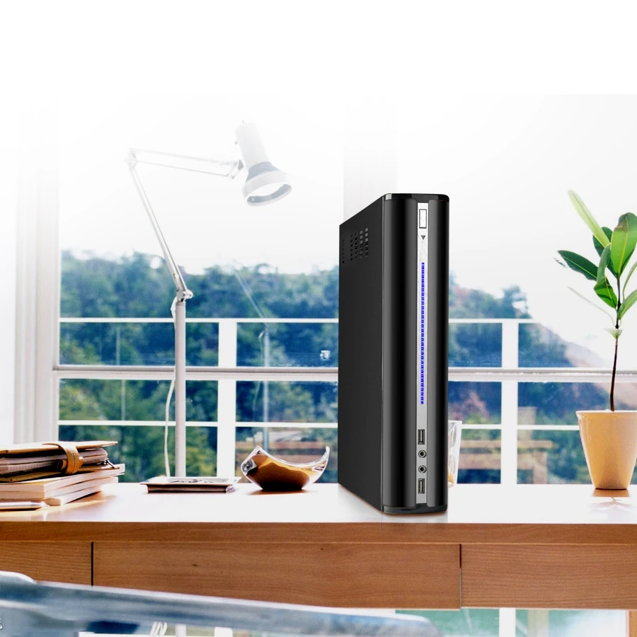 Realan серебристый и черный горизонтальный микро ATX чехол для компьютера 2007 C