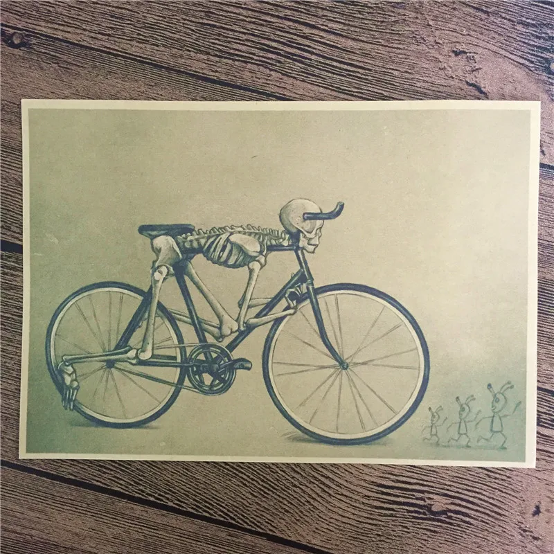 

Direct selling RMCB-017 retro vintage poster "Skull Bike" home decorative pictures for bedroom wall art craft sticker 42x30 cm