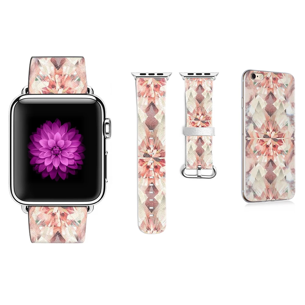 

2018 Pattern DIY Genuine Leather Watchband for Apple Watch 38mm 42mm Band for Iwatch Strap Series 1 2 3 Gift for IPhone Case