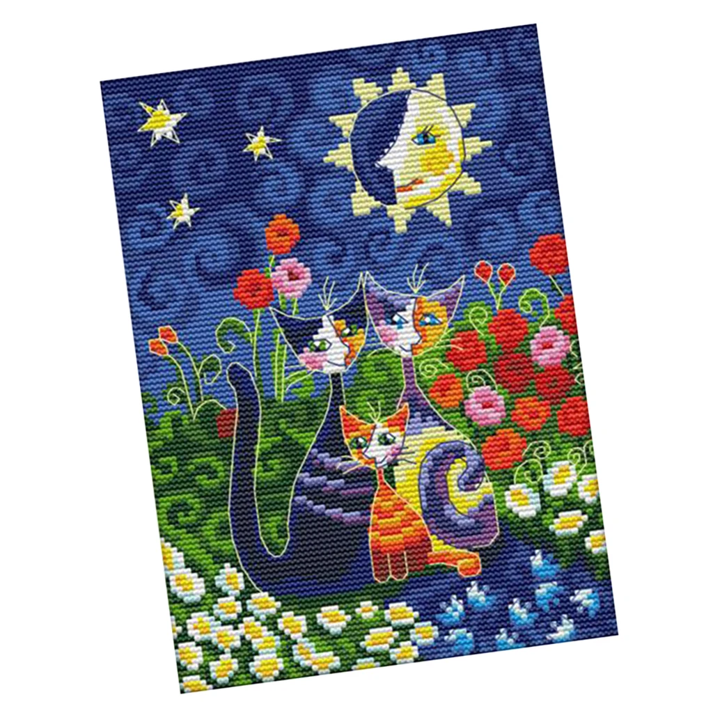 Dimensions Cross Stitch Kit SunFlower Cats Stamped for Kids Baby Girls 11ct 14ct Counted  NeedleWork