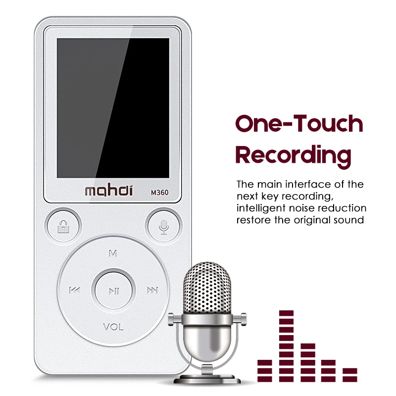 

Recorder Recording Digital HIFI MP3 Player Audio Radio Walkman Speler FM Radio Built-in Memory Stereo 8G Flac DSD With Screen