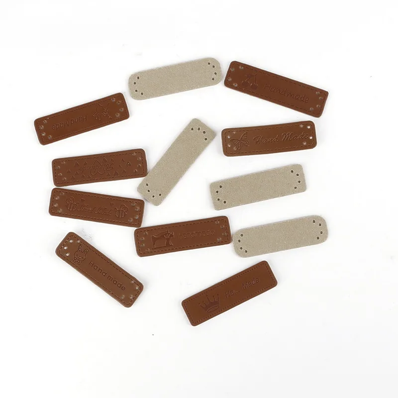 5pcs PU Leather Retro Brown Synthetic Handmade Label Tags DIY Sew Craft Patch