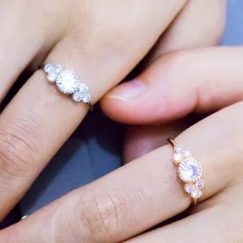 

Huitan High Quality Propose Engagement Rings Zirconia Women Ring Nice Gift Rose-Gold Colored For Girls Factory Direct Wholesale
