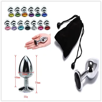 1PCS Stainless Steel Booty Beads Jewelled Anal Butt Plug Small Size Metal Crystal Anal Plug Sex Toys Products For Men Couples 3