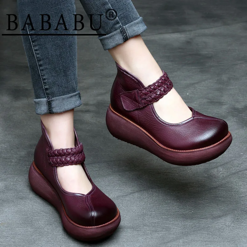 Bababu PRIMAVERA/otoño nuevas mujeres Zapatos cuero grueso cuñas plataforma  inferior suaves moda retro calzado para mujer|fashion women shoes|women  fashion shoeswomen shoes - AliExpress