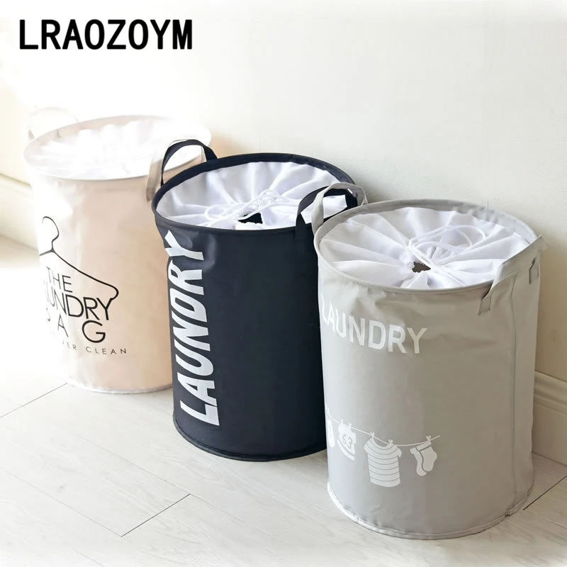 LRAOZOYM سلة الغسيل تخزين الرباط أكياس اللعب الملابس المنظم سعة كبيرة حقيبة الغسيل مع مقابض 45*35 CM LR213