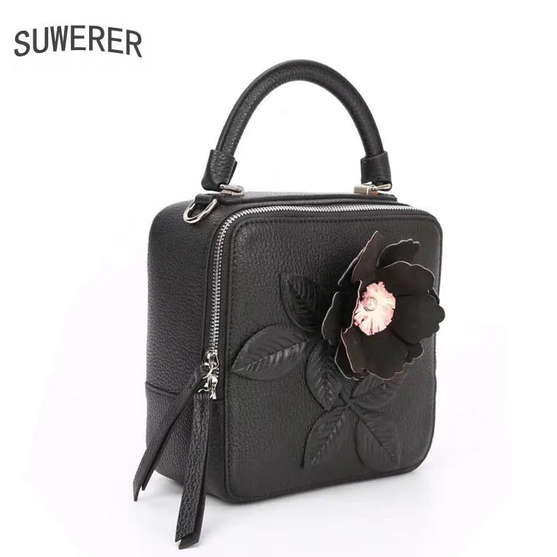 Genuine Leather handbag New Luxury Embossed Handbags Fashion Shoulder Messenger Bag Women's Bags - Цвет: black