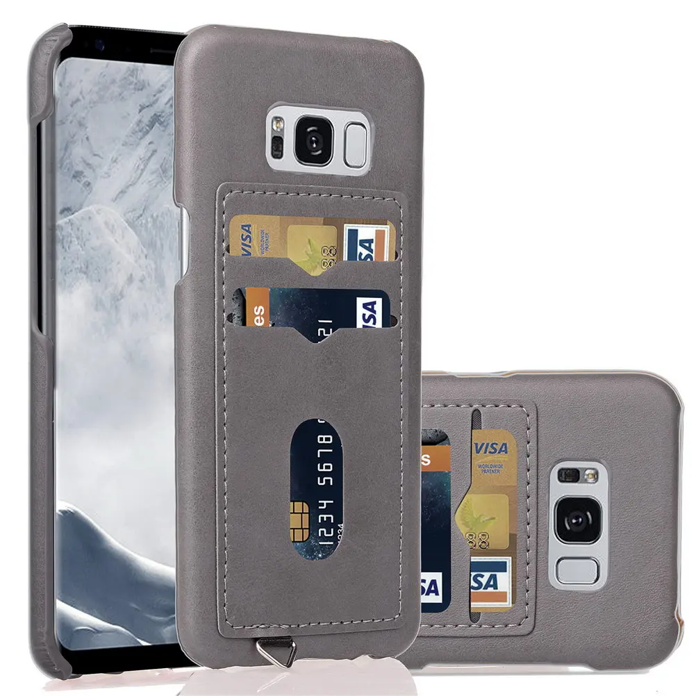 2-слойный Бизнес Кредитной Карман для samsung Galaxy S10 S9 S8 S7 чехол ID держатель для карт тонкий чехол для samsung Note9 S7 край S10+ S10E - Цвет: Gray